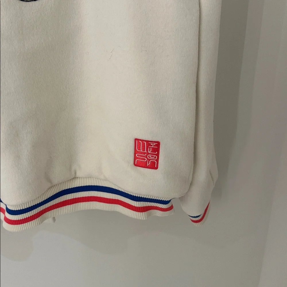 Wilson‎ Varsity Jacket Cream Blue Red White USA Made Mens Size Medium - Picture 7 of 10